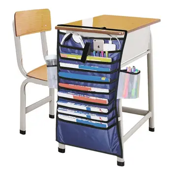 

8 Pockets Oxford Fabric Desk-Side Mount Hanging Storage Organizer Multiple Bags Design Student Use Book School Stationery Bag