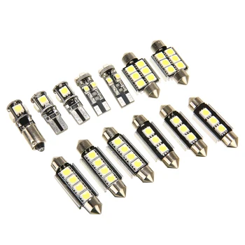 

13pcs/set 12V 6000K Car Interior Reading Dome Front/Rear/Left/Right White LED Light Bulb Kit For V-W