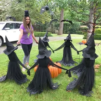 

3pcs/1pcs Lighted Halloween Witch Decoration Set Sound Voice Control Glow and Sound Haunted House Party Props FP8