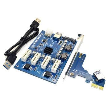 

PCI-E X1 To 4PCI-E X16 Expansion Kit 1 To 4 Port PCI Express Switch Multiplier HUB 6Pin Sata USB Riser Card for BTC Miner Mining