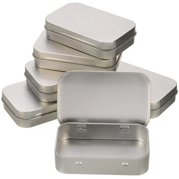 

6pcs Rectangular Empty Metal Storage Box Tin Hinged Case Containers 95*60*20mm For Card Coin Candy Craft Organization