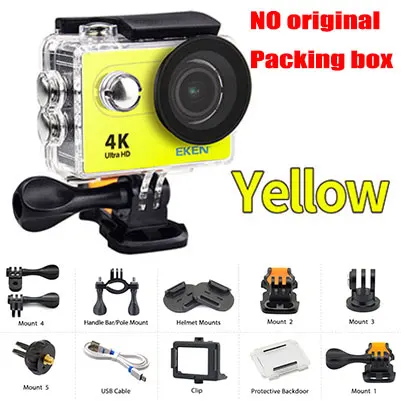 H9 Yellow Оригинальная Экшн-камера eken H9 H9R Ultra FHD 4K 25fps 1080P 60fps WiFi 2," 170D mini go подводный водонепроницаемый шлем Спортивная камера - Цвет: H9 Yellow