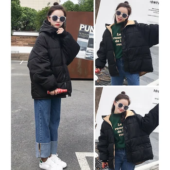 

Autumn And Winter Short Coat Ladies Cotton Jacket Large Size Loose Hooded Jacket Thick Warm Cotton Suit High Quality1