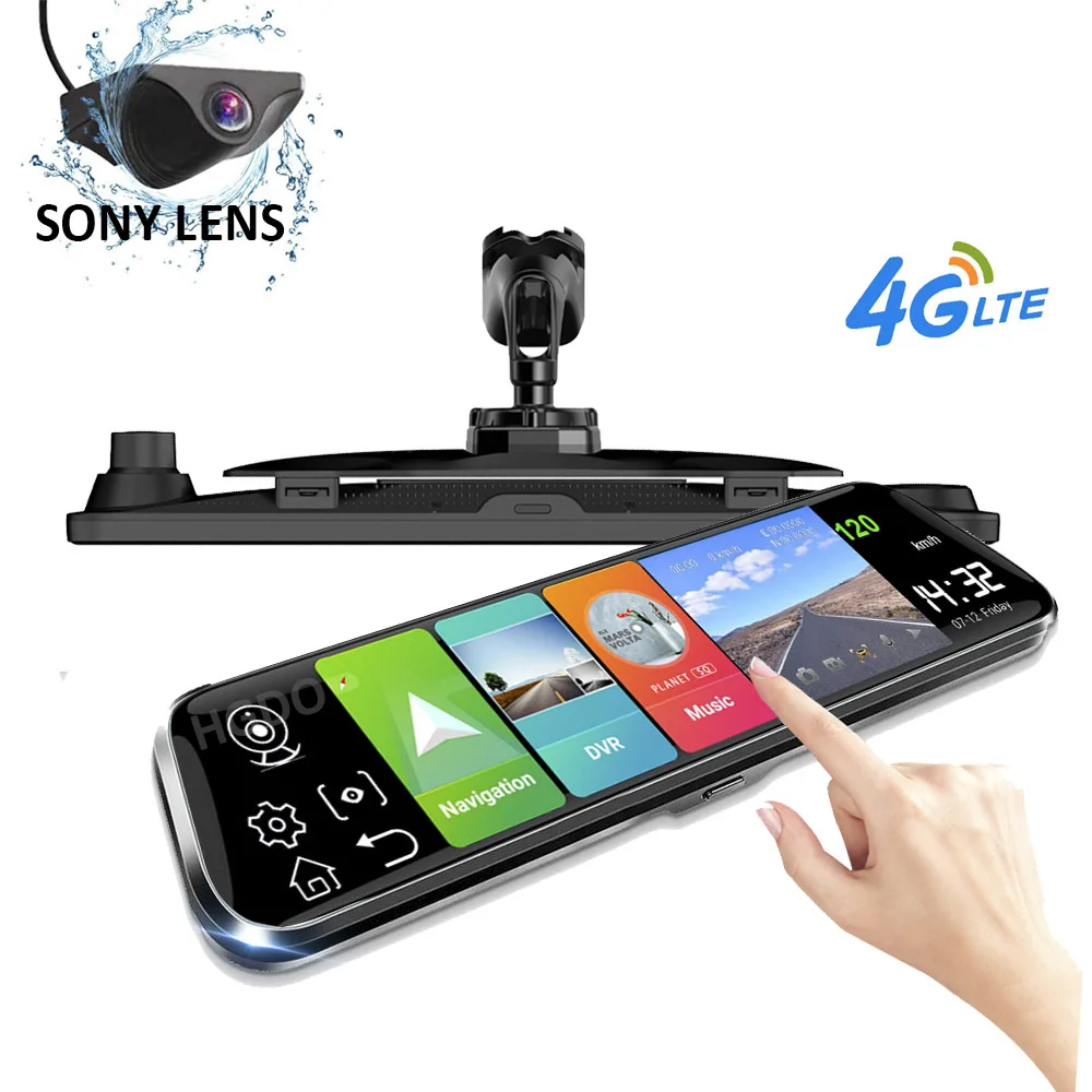 Зеркало-видеорегистратор с 10-дюймовым дисплеем, 4G, Android 8,1, FHD 1080P, ADAS, GPS, с креплением