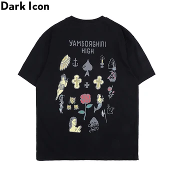 

Dark Icon Rose Printed Street T-shirt Men Women 2020 Summer Crew Neck Men's Tshirts Cotton Tee Shirts