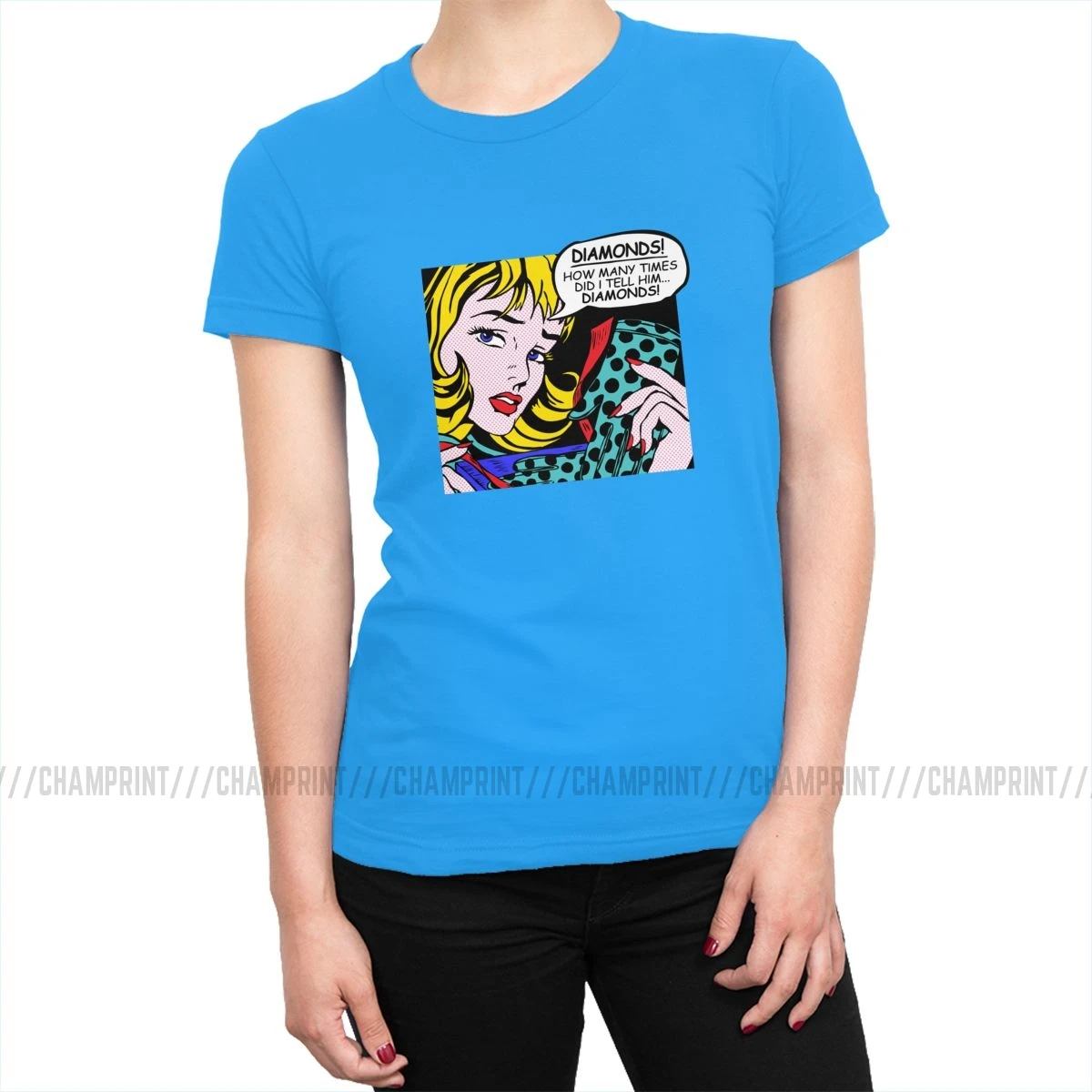 Roy Lichtenstein комическое искусство девушка с перчатками футболки женские корейский стиль поп-арт футболка футболки tumblr топы Женская одежда - Цвет: Мятный