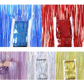 

Happy Birthday Decorations for Wedding & Events Team Bride Party Background Wall Decoration Party Rain Silk Curtain 1X4 Meters