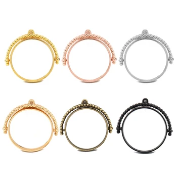 

10Pcs Epoxy Resin Round Rotating Frame UV Resin DIY Keychain Pendant Open Bezels Resin Setting Frame Jewelry Making