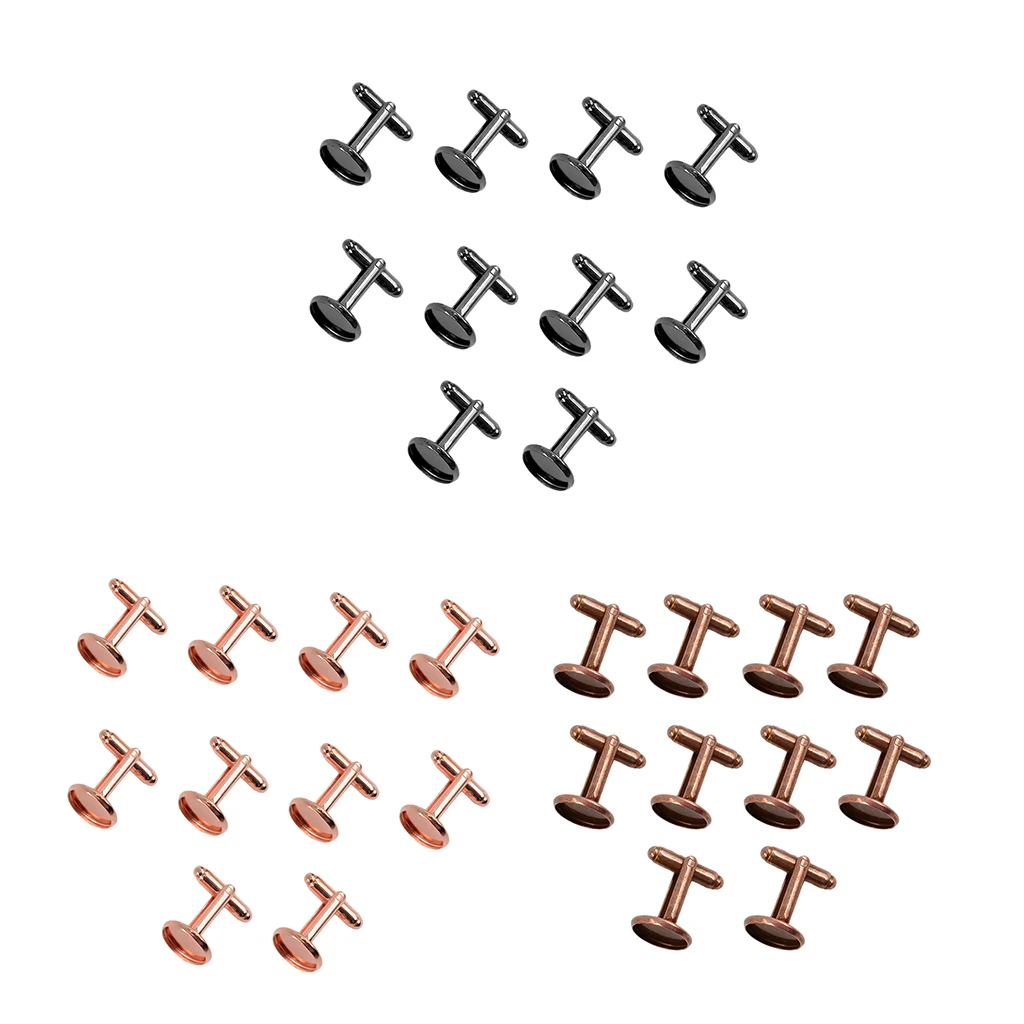 10 pcs Antiqued Bronze Black Gold 12mm Round Blank Settings Cuff Links Findings DIY Projects