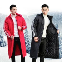 Спортивное пальто для мужчин и женщин, зимняя футбольная тренировочная хлопковая куртка выше колена детское плотное длинное пальто на заказ