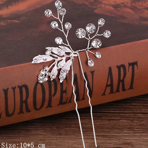 Bridal Hairpins Wedding Hair Accessories Tiara Pearl Rhinestone Flower Bridal Headpiece Wedding Hair Pins For Women Hair Jewelry Silver