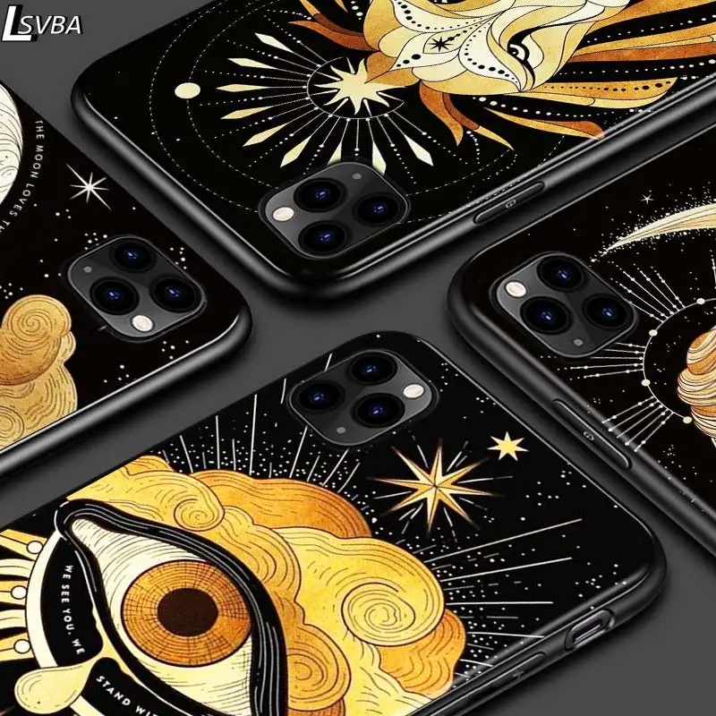 Moon Tarot для iPhone 12 Pro Max Mini 11 XS X XR 6S 6 7 8 Plus 5S яркий черный чехол телефона | Мобильные