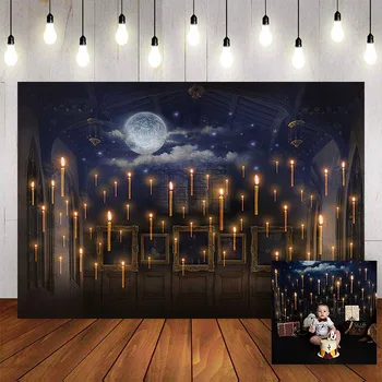 

Mehofond Harry Magic School Castle Photography Background Candles Church magic Children Birthday Party Backdrops Photo Studio