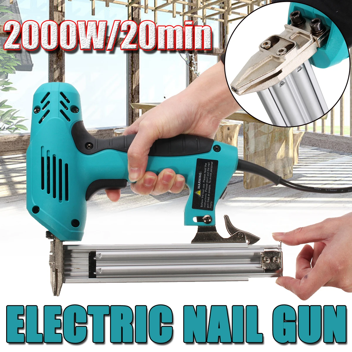 Review Top 10-30mm Electric Straight Nail-Gun Heavy-Duty Woodworking Tool Electrical Staple Nail 220V 2000W Po