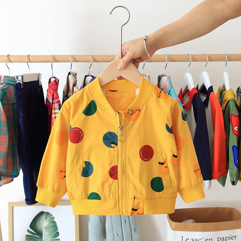 

2019 BOY'S Girls Dotted Cardigan Jacket Spring And Autumn New Style Kids' Overcoat Children Coat Childrenswear