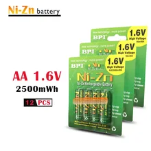 12 шт./лот перезаряжаемый BPI AA 2500mWh NI-Zn NI Zn NIZN 1,6 в аккумулятор с чехол для игрушек, MP3, камеры