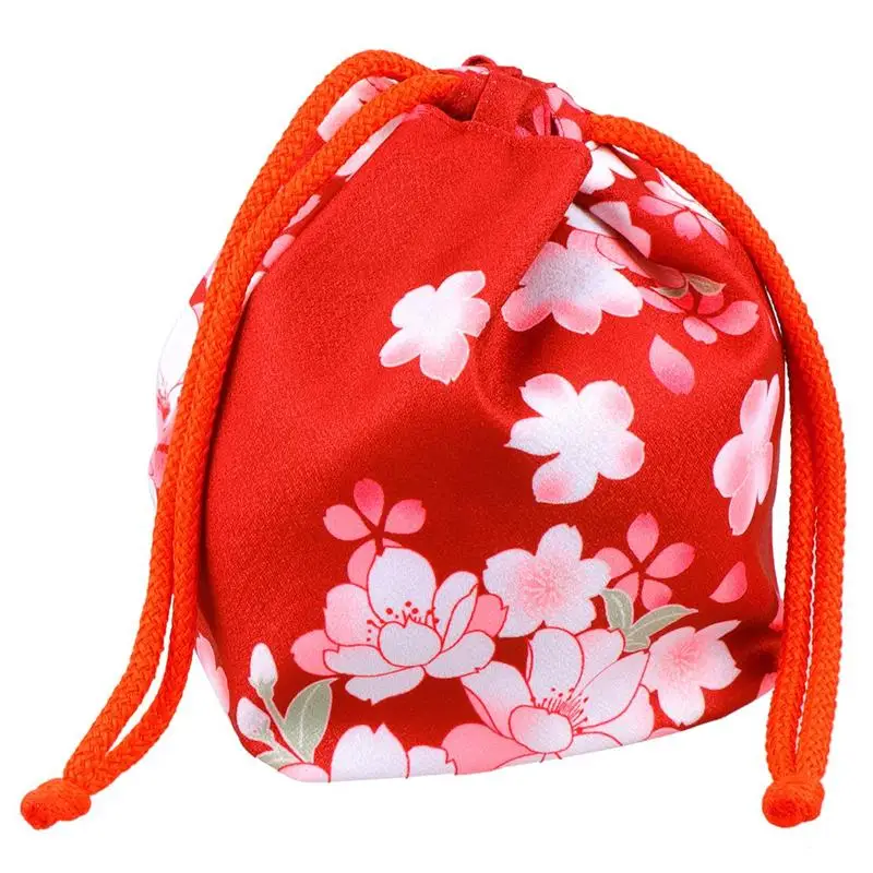 NUOBESTY Japanese Drawstring Bag Kimono Purse Pouch Cherry Blossom Sakura  Bag Floral Embroidered Jewelry Bag Coin Purse Gift Bag Beige at   Women's Clothing store