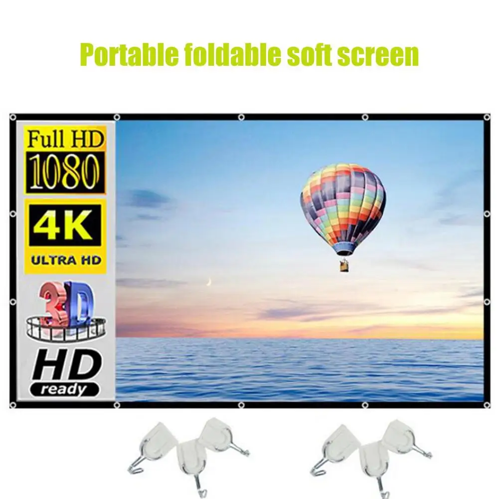 Projector Projection Folding Soft Screen Portable 87 Inches Home Outdoor KTV 3D HD 170-degree Viewing Office | Электроника