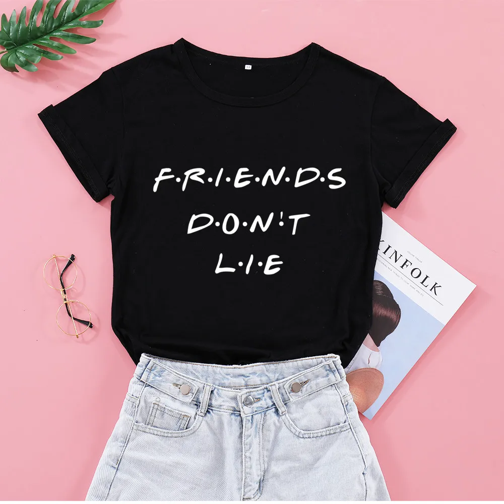 Футболка с надписью Friends Do Lie 100% хлопок коротким рукавом и круглым