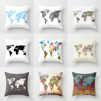 

Pillow cover 45x45 home decoration map white fall decor cushion cover topfinel cushion pillow covers custom personalized 2020