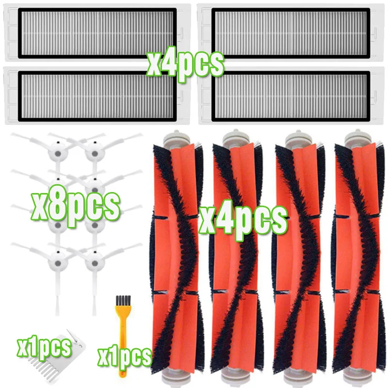 18pcs-set 4* HEPA фильтр+ 8* боковая щетка+ 2* основная щетка для Xiaomi Mi робот пылесос 2 Roborock S50 Запчасти для пылесоса аксессуары Замена - Цвет: 18pcs-set