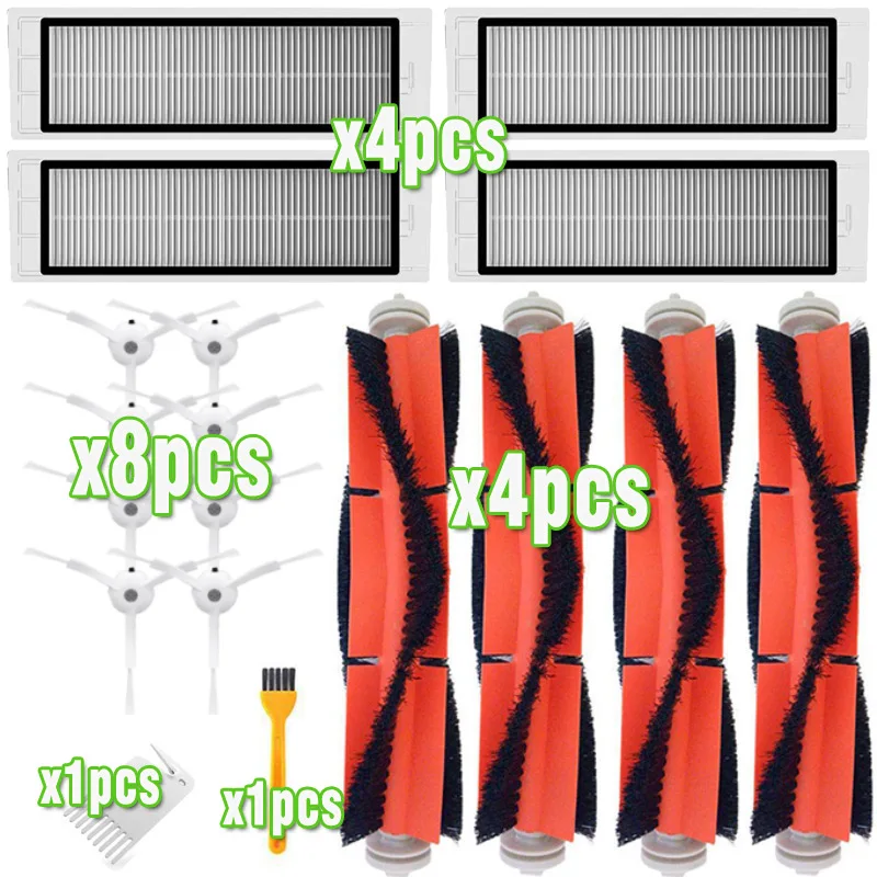 4* HEPA фильтр+ 8* боковая щетка+ 2* основная щетка для Xiaomi Mi робот пылесос 2 Roborock S50 Запчасти для пылесоса аксессуары Замена - Цвет: 18pcs-set