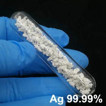 

Pure Silver Crystal Glass Sealed Small Size Electrolysis Silver Metal Ag > 99.99% for Element Collection Display