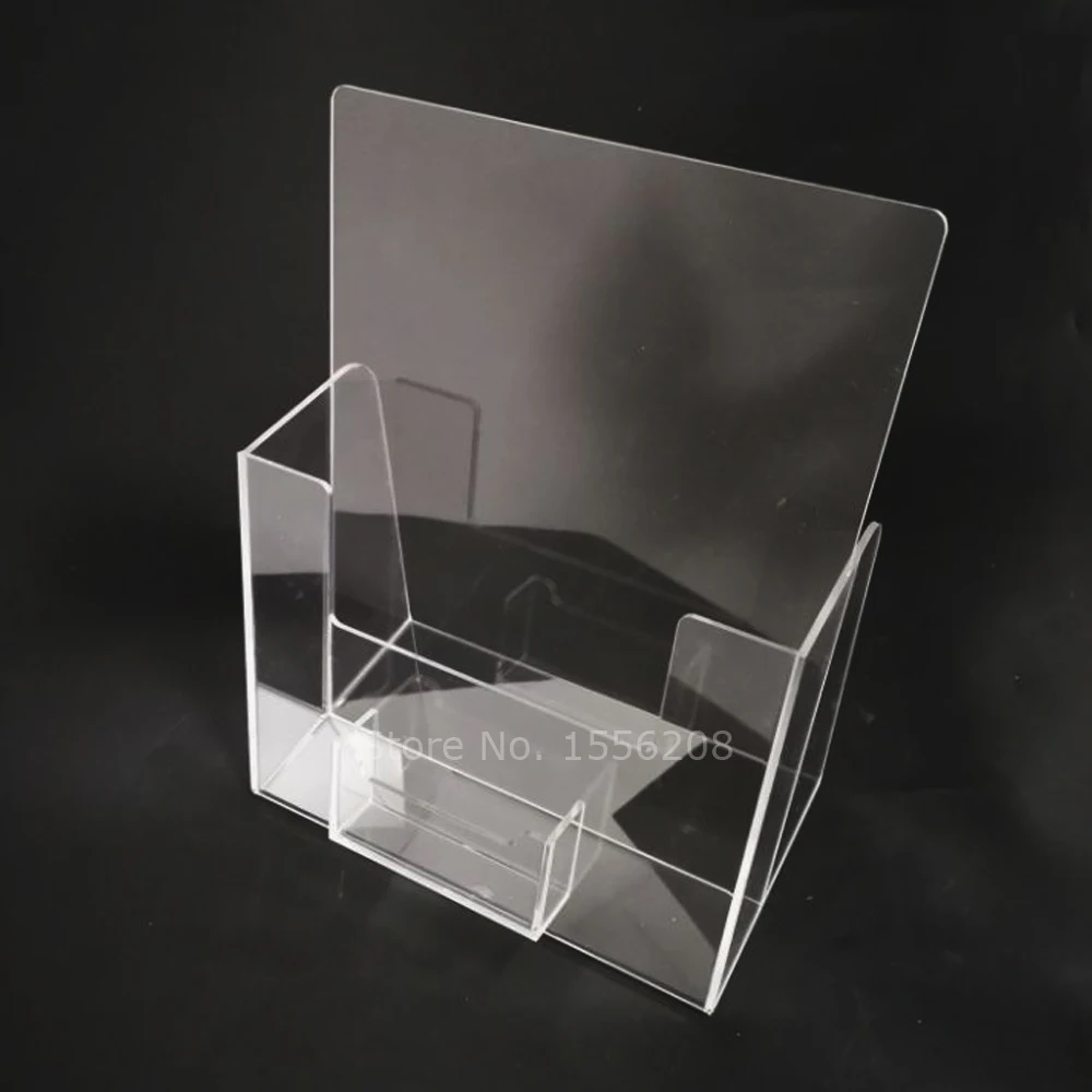 

8.5x11inch Acrylic File Brochure Holder With Card Pocket Leaflet Display Collection Desk Counter Book Paper Storage Rack