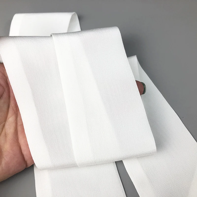 100% Silk Scarves Two Layer Fashion Crepe De Chine Natural White Silk Head Scarf Women's Bandeau Cute Bag Ribbon silk scarf