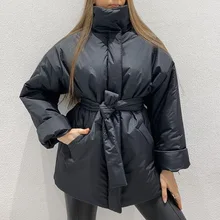 Fashion Leisure Waist Closing Parka Fashion Simple Solid Color Coat Women's Elite Yali Cotton Jacket Women's Coat пальто женское