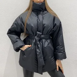 Lazer moda Cintura Fechamento Casaco Parka Moda Simples Cor Sólida das Mulheres da Elite Yali женское пальто Revestimento das Mulheres Jaqueta de Algodão
