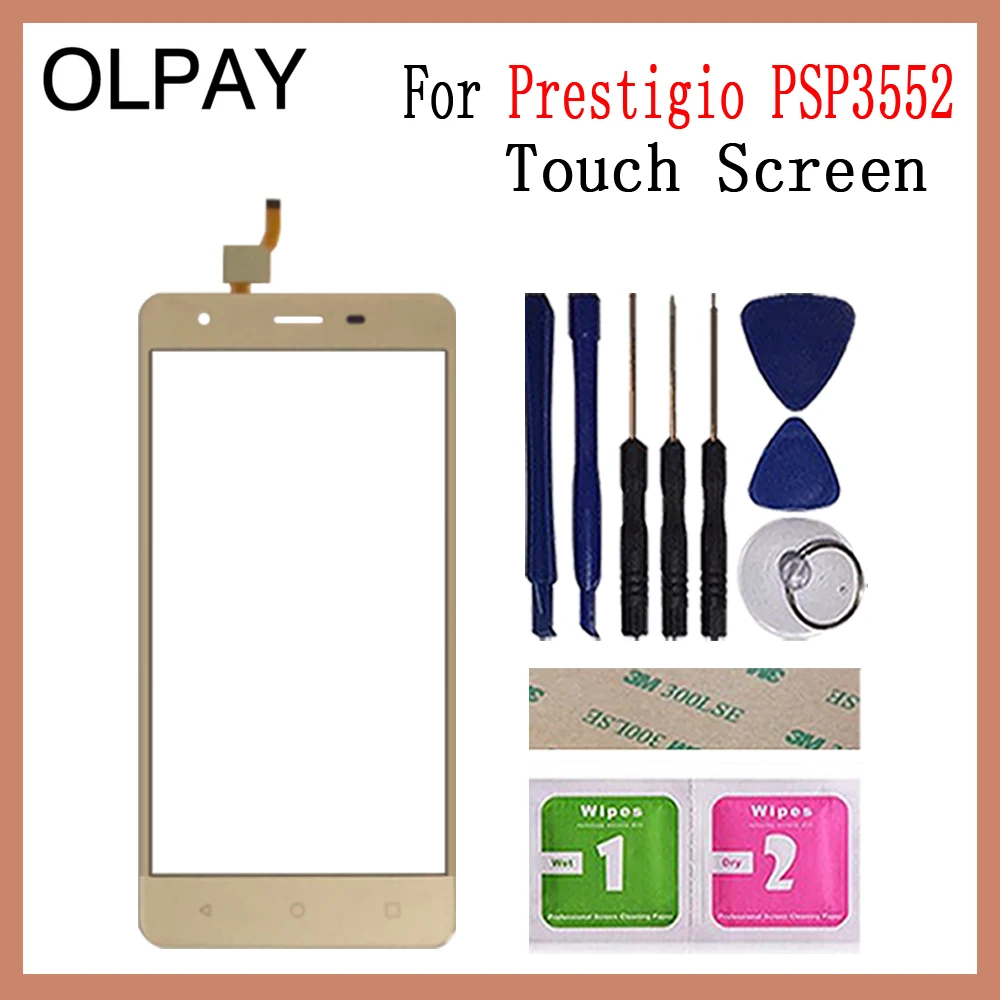 OLPAY 5,5 '' мобильный телефон сенсорный экран для Prestigio Muze H3 psp 3552 psp 3552 DUO Переднее стекло сенсорный экран сенсорная панель - Цвет: Gold With Tools
