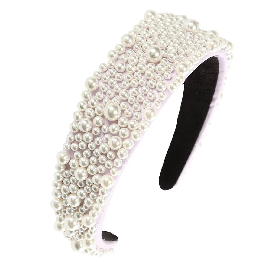 light purple LEVAO женский винтажный ободок с жемчугом с подкладкой из губки ободок тюрбан элегантные женские ободки аксессуары для волос для девочек обруч для волос - Цвет: light purple