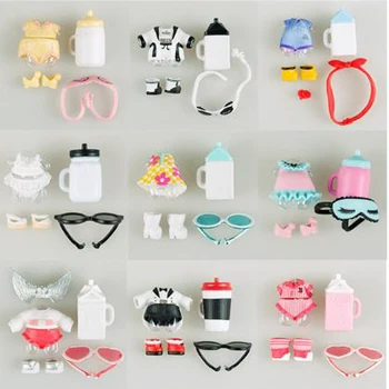 

10sets/lot New Arrivals Big Sister Doll Clothes Shoes Glasses Bottles Accessories Set Dolls Original Kid's Gift