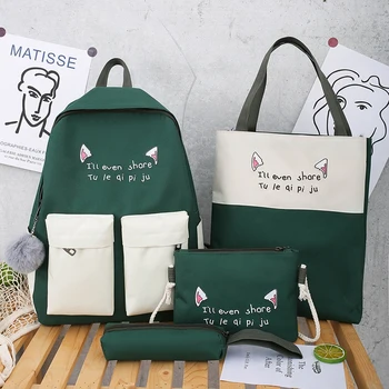 

Fashion female backpack 4 Pcs/set Casual Rucksack Women School Backpacks Schoolbags School For Girl Teenagers Canvas Backpack 48