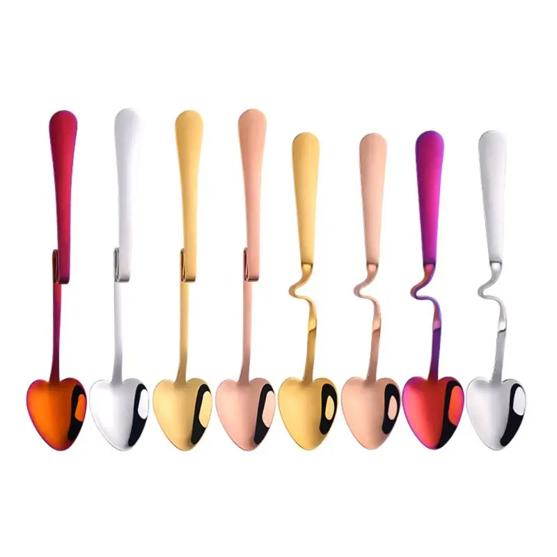 

4pcs Heart Stainless Steel Coffee Tea Cup Hanging Spoons Bar Drink Cocktail Mixi PXPC