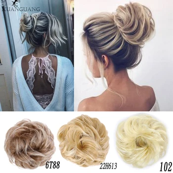 

XUANGUANG Synthetic Bun Curly Messy Bun Hair Scrunchies Elegant Chignons Wedding Hair Piece for Women and Kids