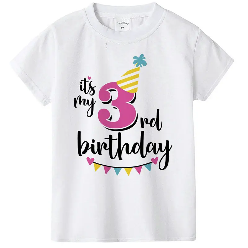 

Girl Tee Tops Summer Kids T-shirts Baby Boy T Shirt Clothes Short Sleeve Birthday Boy Outfit 1st Party Funny Children