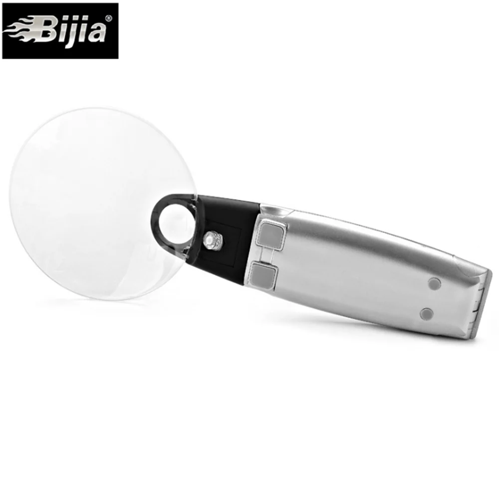 BIJIA акриловые линзы увеличительное стекло со светодиодный светильник для пожилых людей чтения HD складной ручной двойного назначения