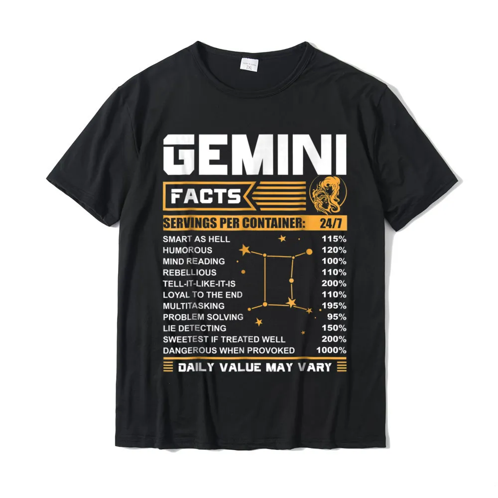 Simple Style Tops Shirt Graphic Crewneck Leisure Short Sleeve Cotton Fabric Mens T Shirt Gift T Shirts Top Quality Gemini Facts Zodiac T-Shirt Funny Gemini Birthday Gifts__18192 black