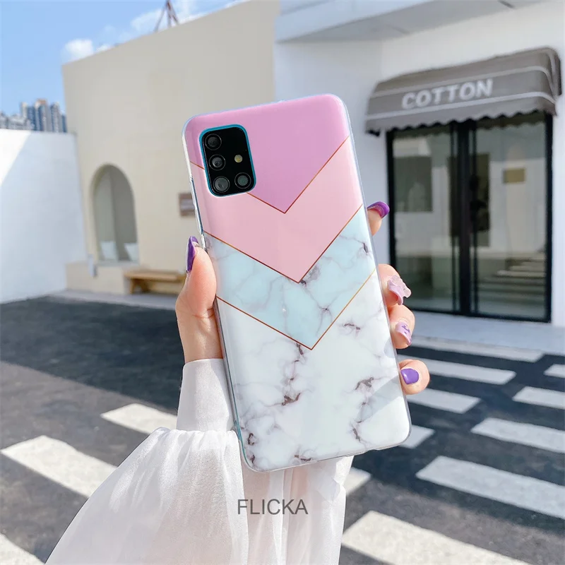 Luxury Marble Phone Case For Samsung Galaxy A51 A71 M51 A12 A42 A21S A31 A41 A01 A50 A70 A20E A30 A40 Silicone soft Back Cover cute samsung phone case