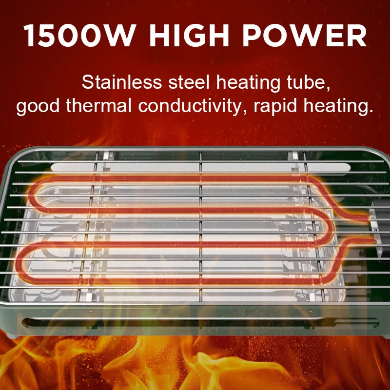 Electric Griddle Stainless Steel Frying and Grilling Dual-purpose Smokeless Barbecue Grill Non-stick Electric Bakeware Household High Power