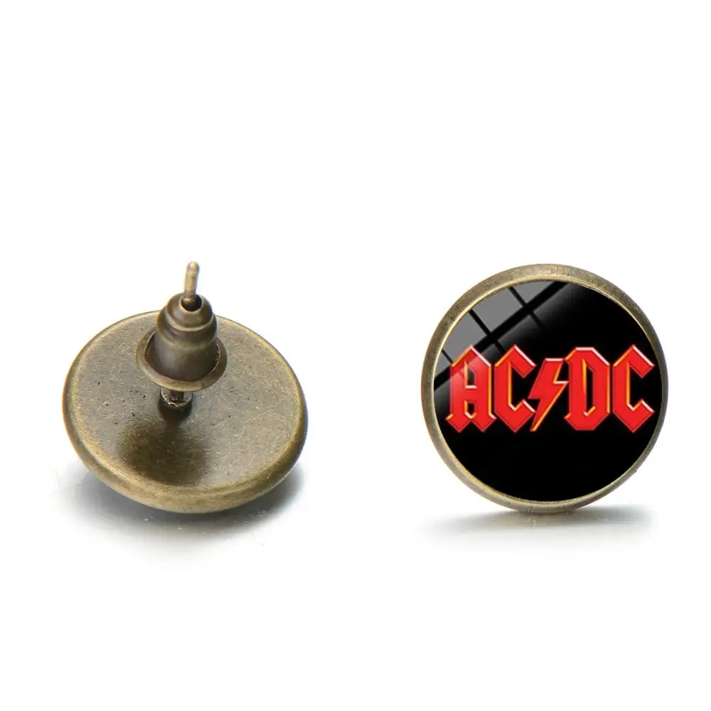 Style 4 SONGDA,, Рок Музыкальная Группа, AC/DC, ACDC, красный логотип, серьги-гвоздики, модные мужские Wo, s стекло, кабошон, музыкальные серьги-гвоздики, панк, ювелирное изделие, подарок - Окраска металла: Style 4