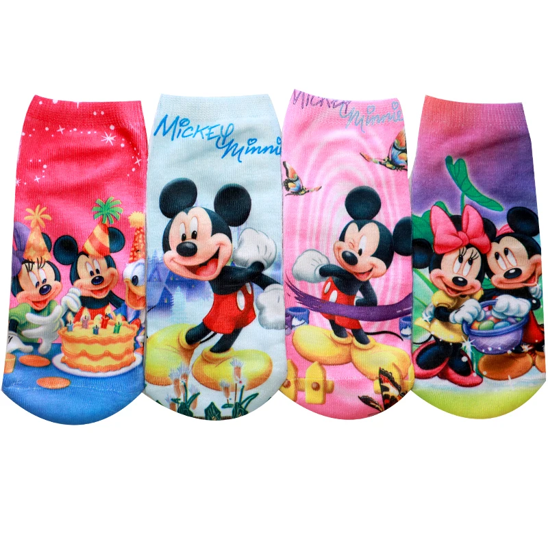 4pcs Mickey anna elsa cars 3 Cotton Boys Girls Socks 3D princess Print Socks Kids Cartoon Children kids funny SpiderMan Socks