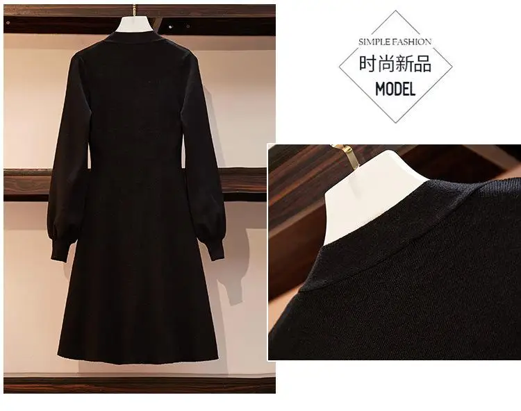 4xl размера плюс, зимнее платье, корейский стиль, вязанное платье-свитер, вечерние платья для женщин, большие размеры, платье до колен, платье для офиса