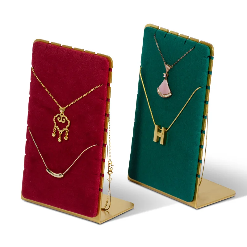 Metal Velvet Necklace Display Board Women Jewelry Organizer Pendant Show Shelf Long Chain Storage Shelf New Design Jewelrys Prop