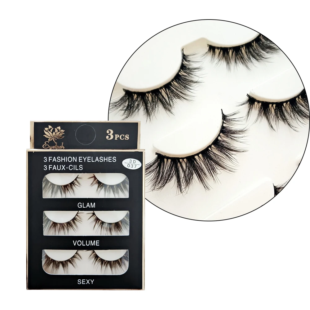 

False Eyelashes 3pairs Eyelash Extension 3d Mink Lashes Makeup Tools Wimpers Eyelashes Cruelty-free Fake Lashes for Beauty