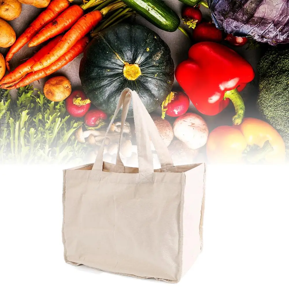 

High Quality Polyester-Cotton Split Grid Supermarket Shopping Bag Fruit And Vegetable Cotton Bag Portable Foldable Canvas Bag