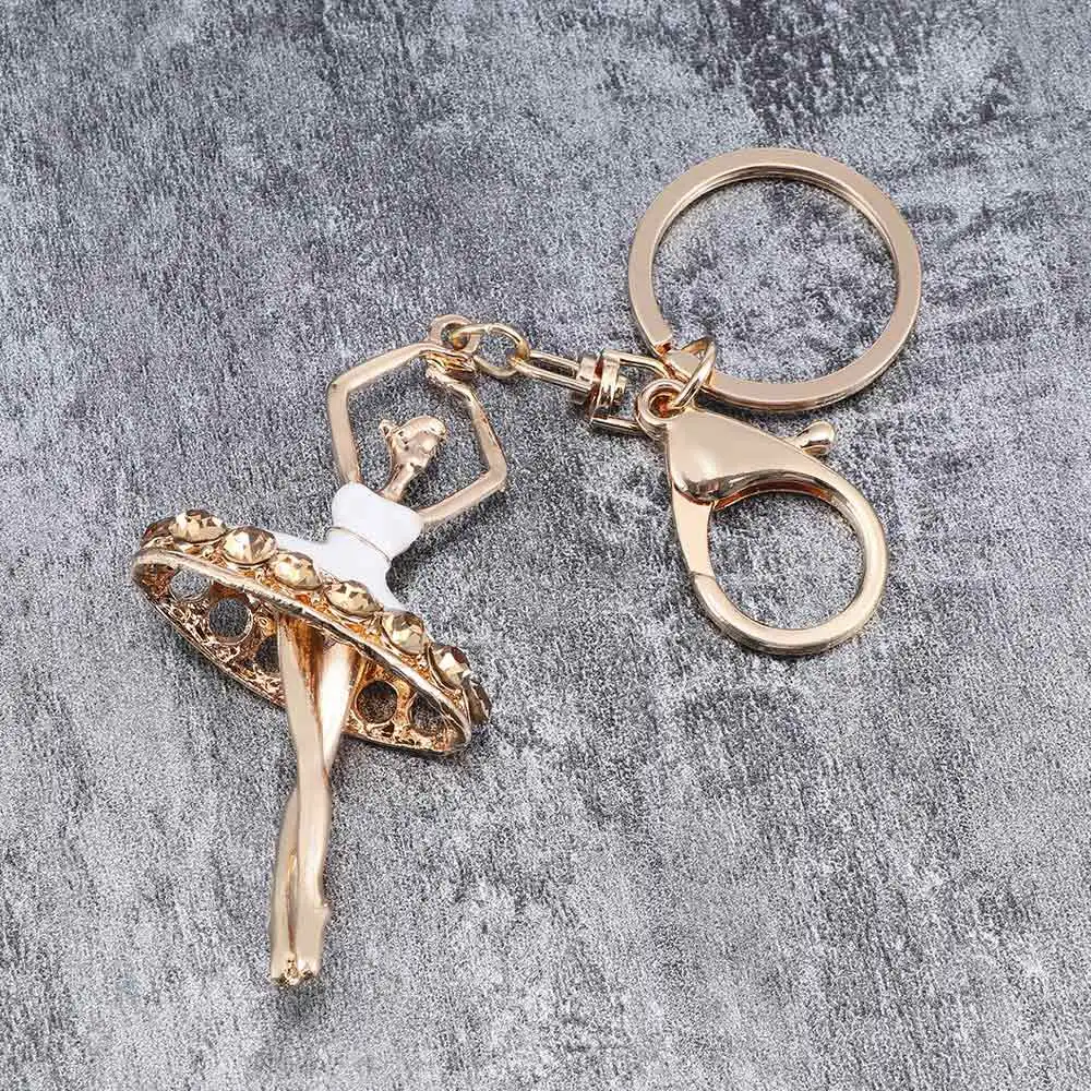 Fashion Ballet Dancer Girl Keyring Rhinestone Crystal Charm Jewellery Women Bag Accessories Pendant Car Key Chain Gift 1Pc