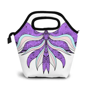 

Bird Violet Soft Ornament Decorative Lunch Bag Boxes Bags Portable Insulated Picnic Food Box for Women Men
